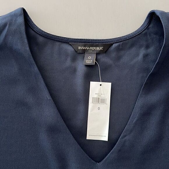 NWT Banana Republic Shift/Column V-Neck Dress with
Ruffled Sleeves Navy Size 0 - Picture 5 of 7
